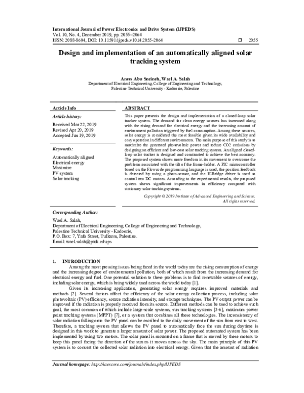 (PDF) Design and implementation of an automatically aligned solar ...