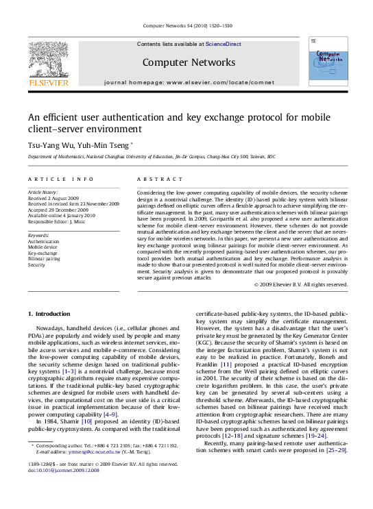 (PDF) An efficient user authentication and key exchange protocol for ...
