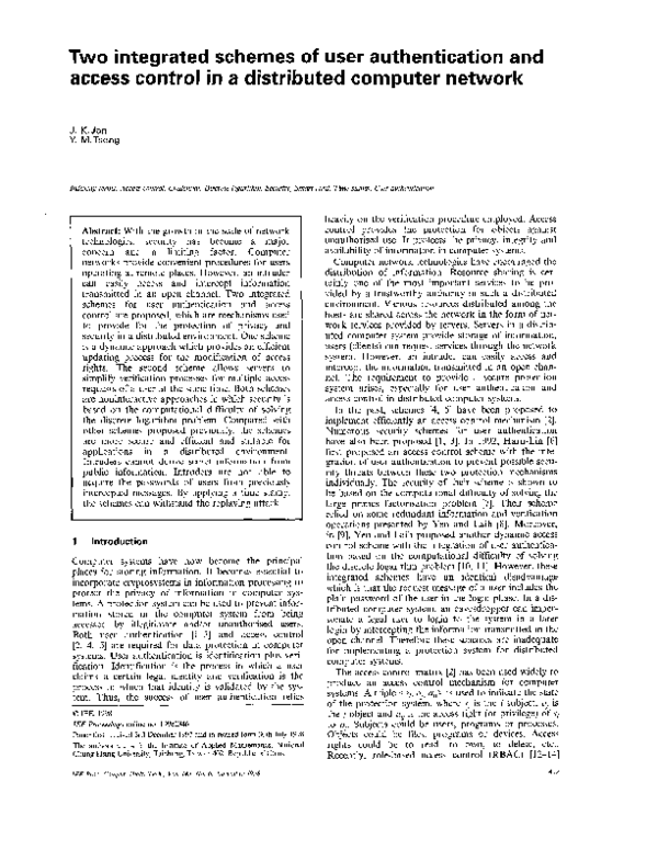 (PDF) Two integrated schemes of user authentication and access control ...
