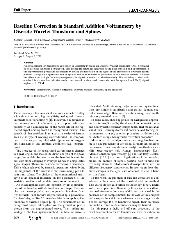 (PDF) Baseline Correction in Standard Addition Voltammetry by Discrete ...