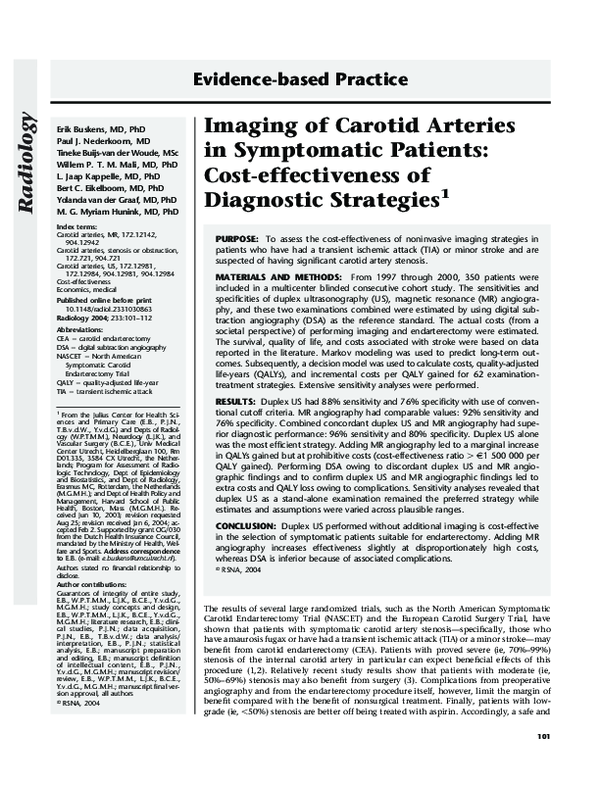 (PDF) Imaging of Carotid Arteries in Symptomatic Patients: Cost ...