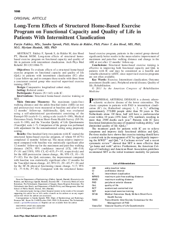 (PDF) Long-Term Effects of Structured Home-Based Exercise Program on ...