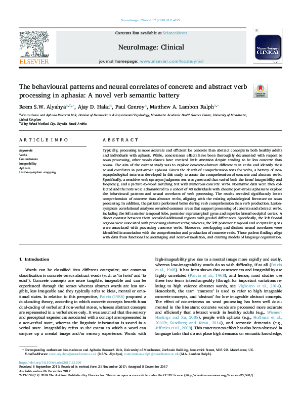 (PDF) The behavioural patterns and neural correlates of concrete and ...