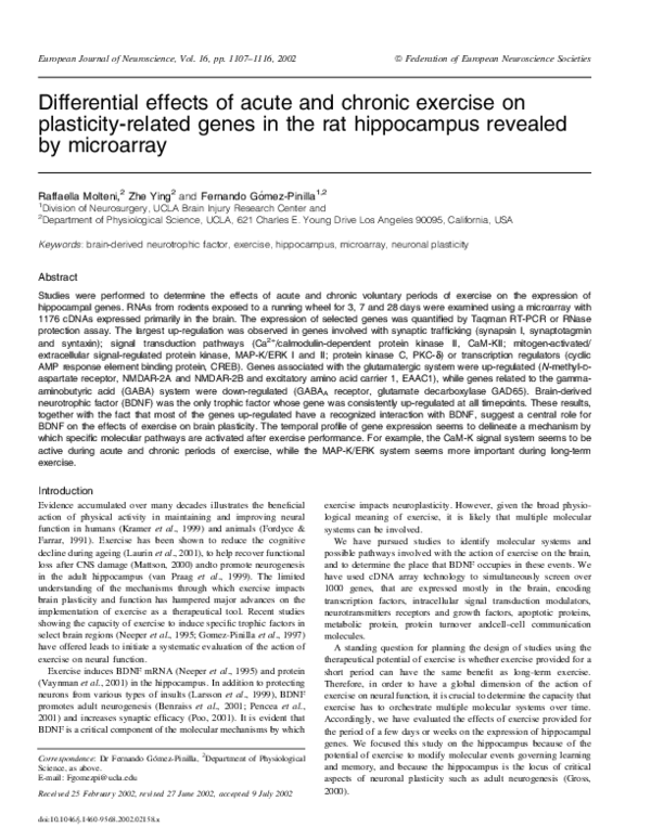 (PDF) Differential effects of acute and chronic exercise on plasticity ...