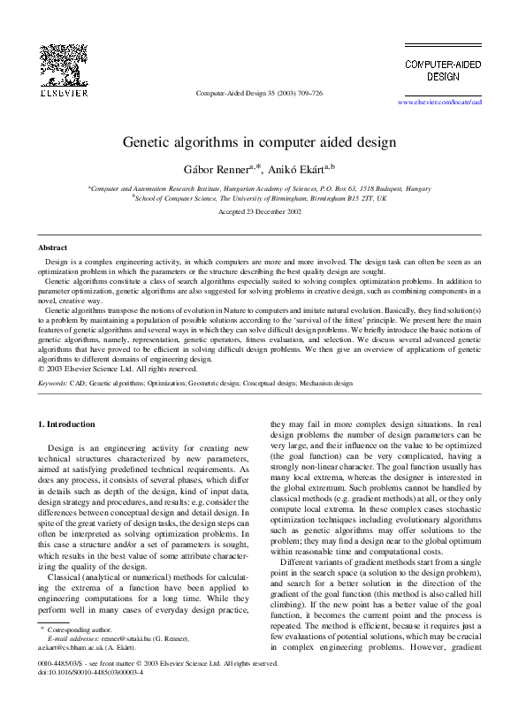 (PDF) Genetic algorithms in computer aided design