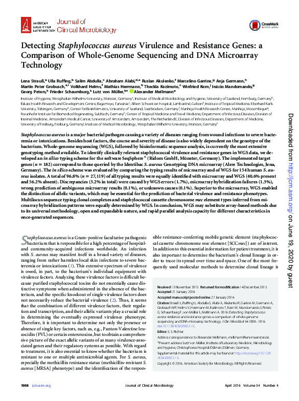 (PDF) Detecting Staphylococcus aureus Virulence and Resistance Genes ...