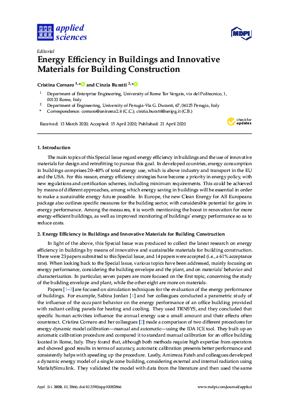 (PDF) Energy Efficiency in Buildings and Innovative Materials for ...
