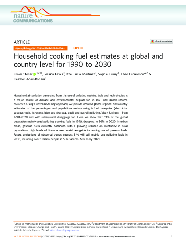 (PDF) Household cooking fuel estimates at global and country level for ...