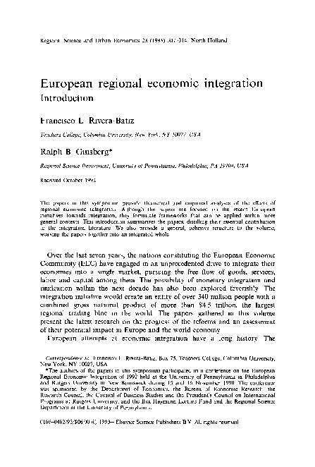(PDF) European regional economic integration