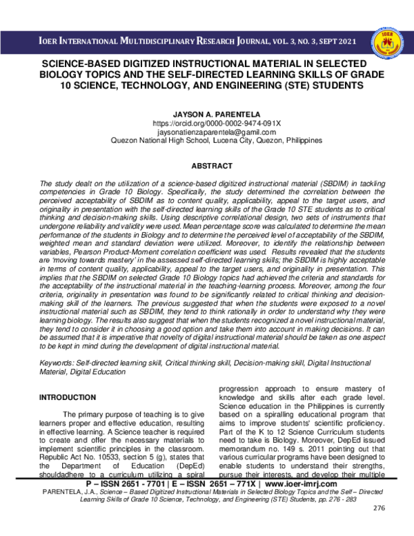  PDF SCIENCE BASED DIGITIZED INSTRUCTIONAL MATERIAL IN SELECTED 