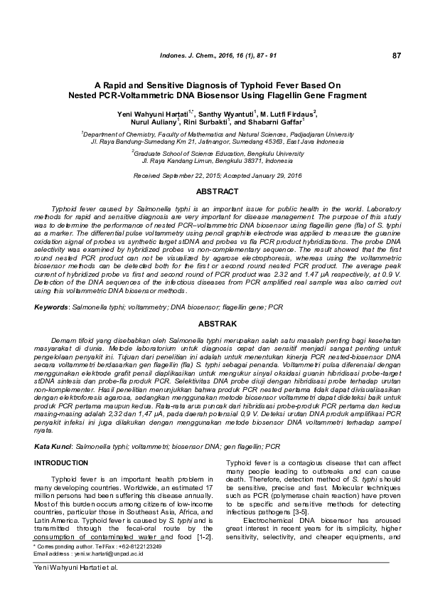 (PDF) A Rapid and Sensitive Diagnosis of Typhoid Fever Based On Nested ...