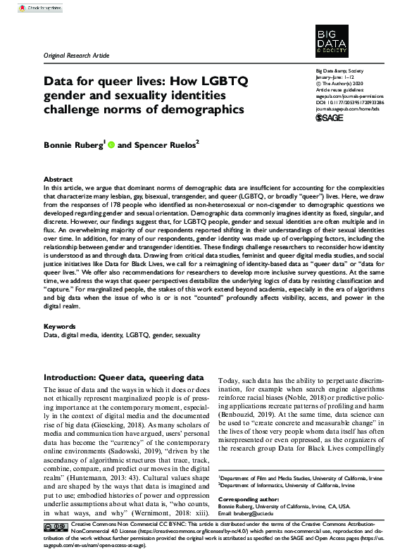 (PDF) Data for queer lives: How LGBTQ gender and sexuality identities ...