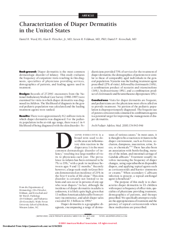 (PDF) Characterization of Diaper Dermatitis In the United States Daniel Krowchuk Academia.edu