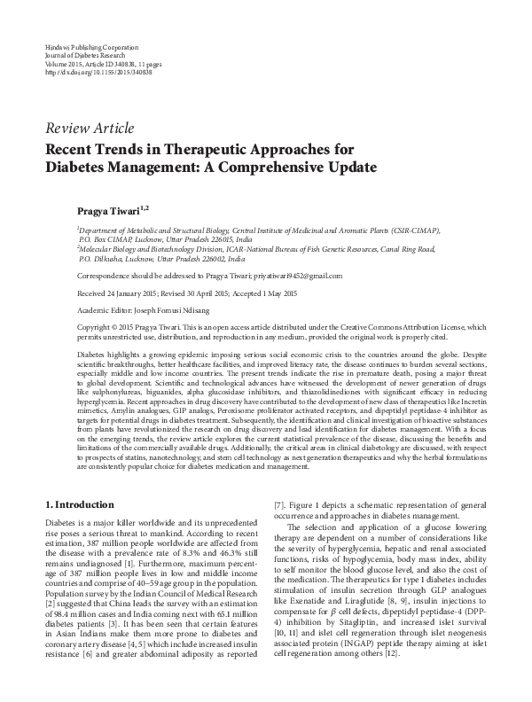 (PDF) Recent Trends in Therapeutic Approaches for Diabetes Management ...
