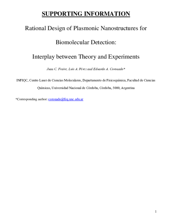 (PDF) Rational Design of Plasmonic Nanostructures for Biomolecular ...