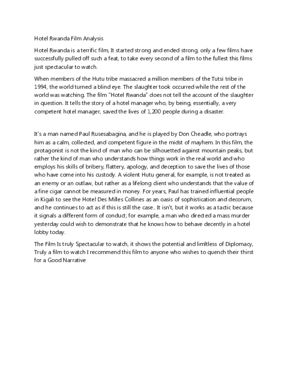 (DOC) Hotel Rwanda Film Analysis