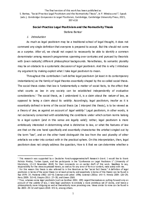 Social-Practice Legal Positivism and The Normativity Thesis