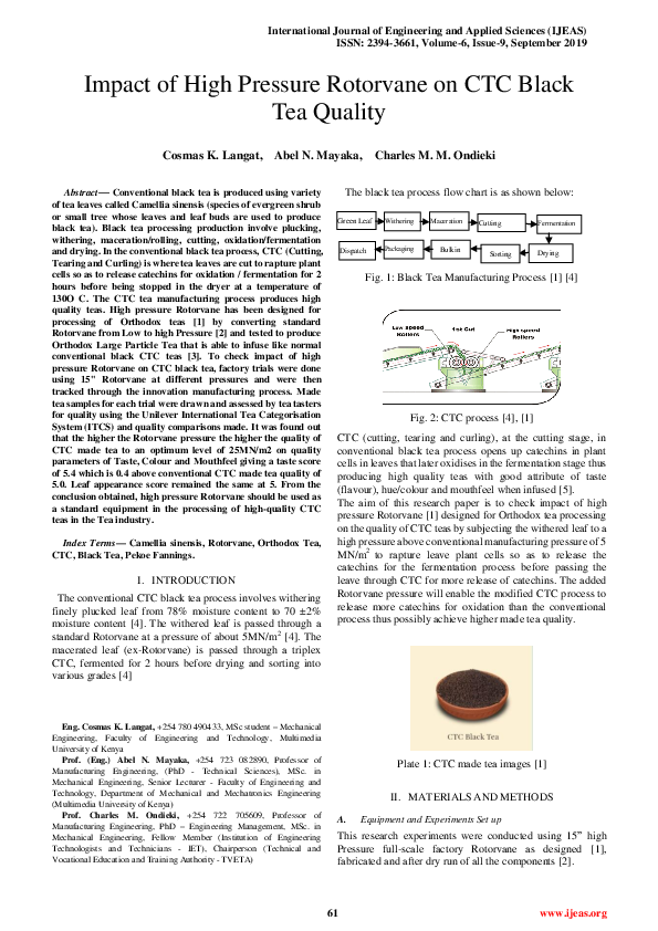 (PDF) Impact of High Pressure Rotorvane on CTC Black Tea Quality