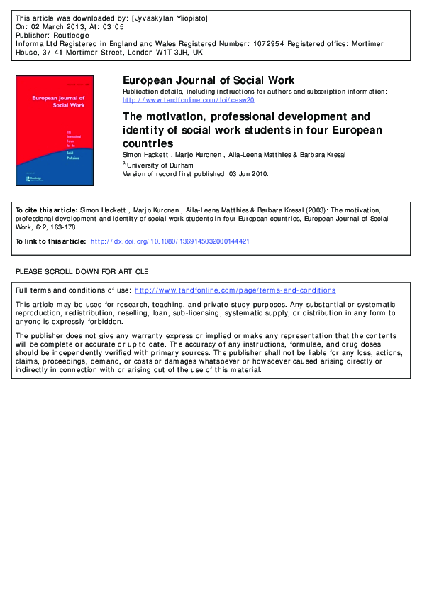 (PDF) The motivation, professional development and identity of social ...