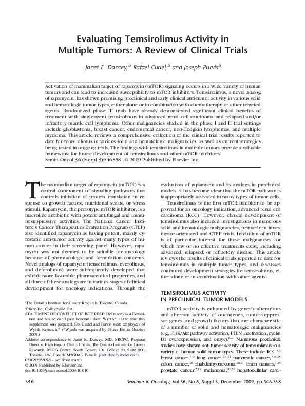 (PDF) Evaluating temsirolimus activity in multiple tumors: a review of ...