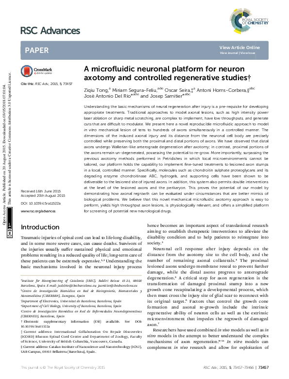 (PDF) A microfluidic neuronal platform for neuron axotomy and ...