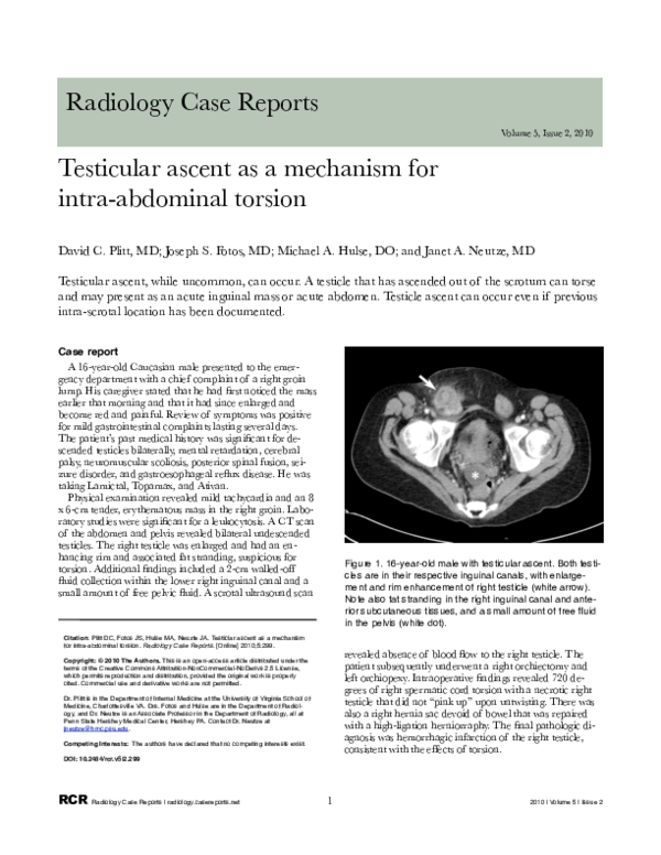 (PDF) Testicular ascent as a mechanism for cryptorchid torsion Joseph