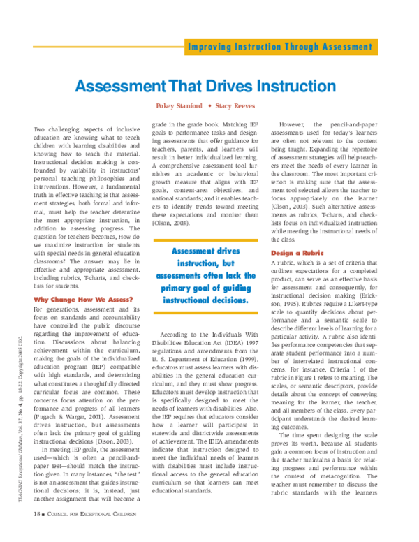 (PDF) Assessment That Drives Instruction