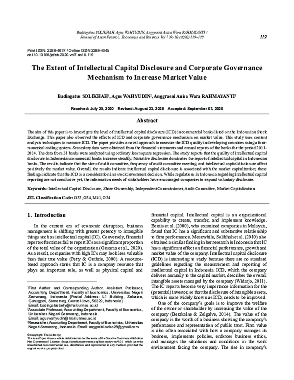 (PDF) The Extent of Intellectual Capital Disclosure and Corporate ...