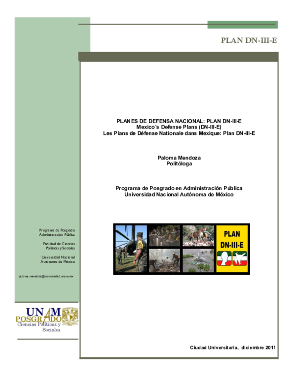 (PDF) Mexico Defense Plans (DNIIIE) Paloma MendozaCortés Academia.edu (PDF) Mexico Defense Plans (DNIIIE) Paloma MendozaCortés Academia.edu