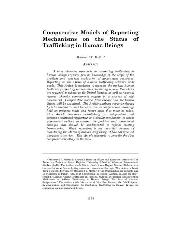(PDF) Comparative Models of Reporting Mechanisms on the Status of ...
