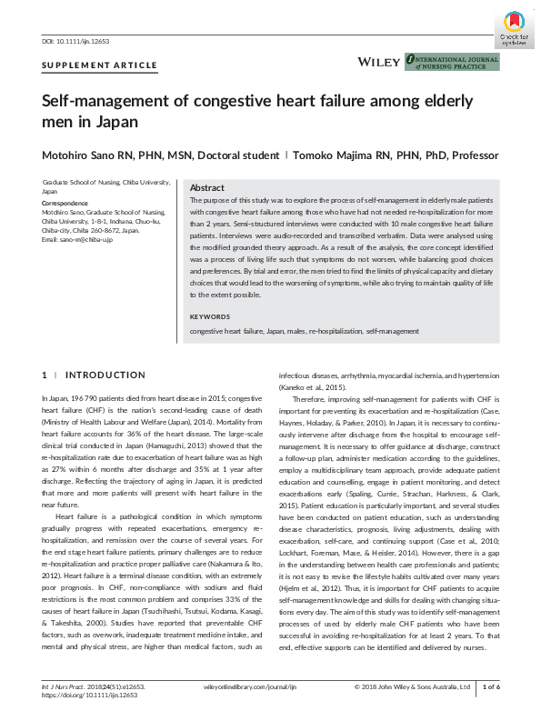 (PDF) Self-management of congestive heart failure among elderly men in ...