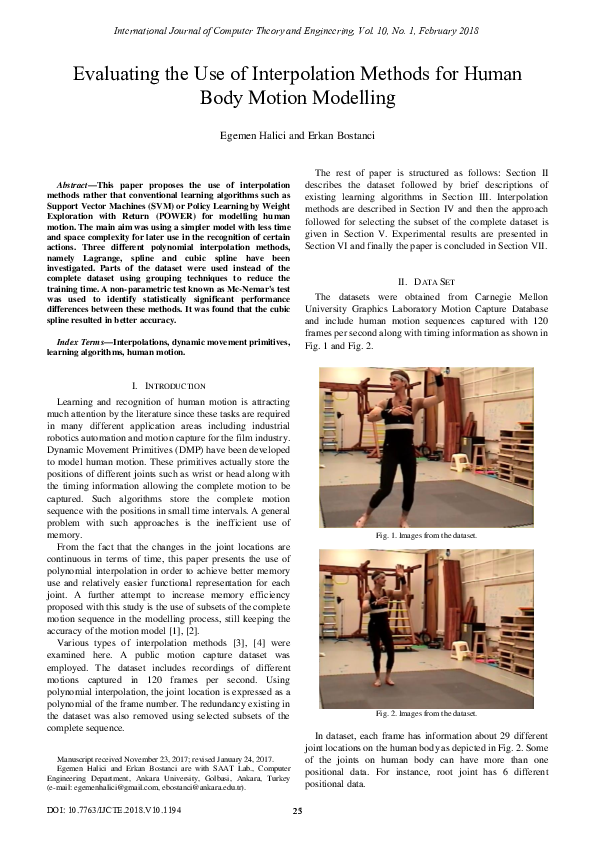 (PDF) Evaluating the Use of Interpolation Methods for Human Body Motion ...