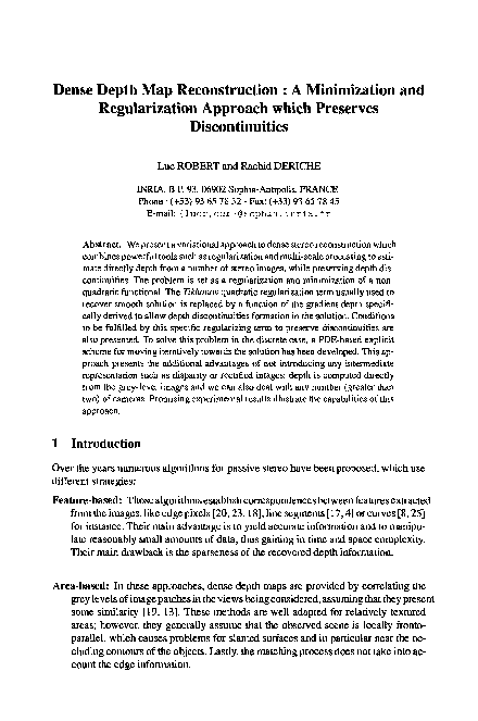 (PDF) Dense depth map reconstruction: A minimization and regularization ...