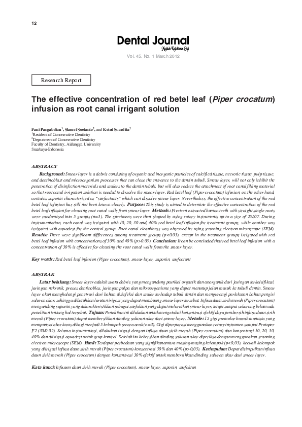 (PDF) The effective concentration of red betel leaf (Piper crocatum ...
