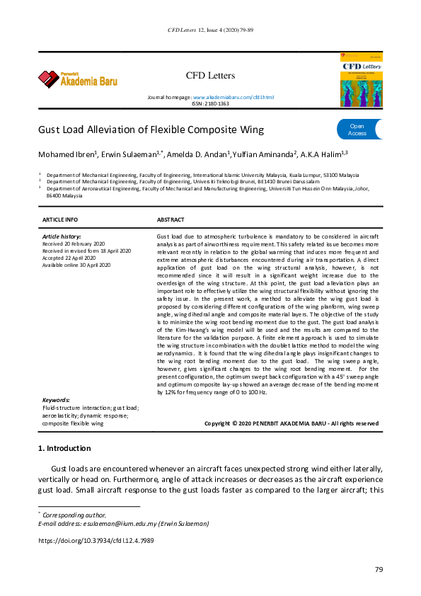 (PDF) Gust Load Alleviation of Flexible Composite Wing