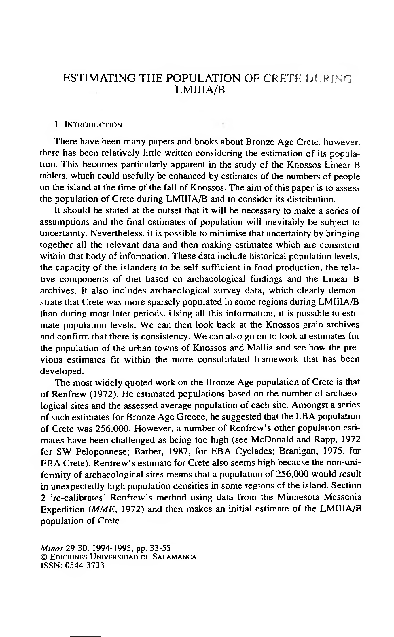 (PDF) Estimating the population of Crete during LM IIIA/B