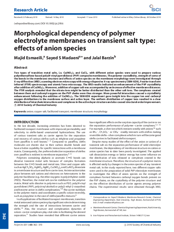 (PDF) Morphological dependency of polymer electrolyte membranes on ...