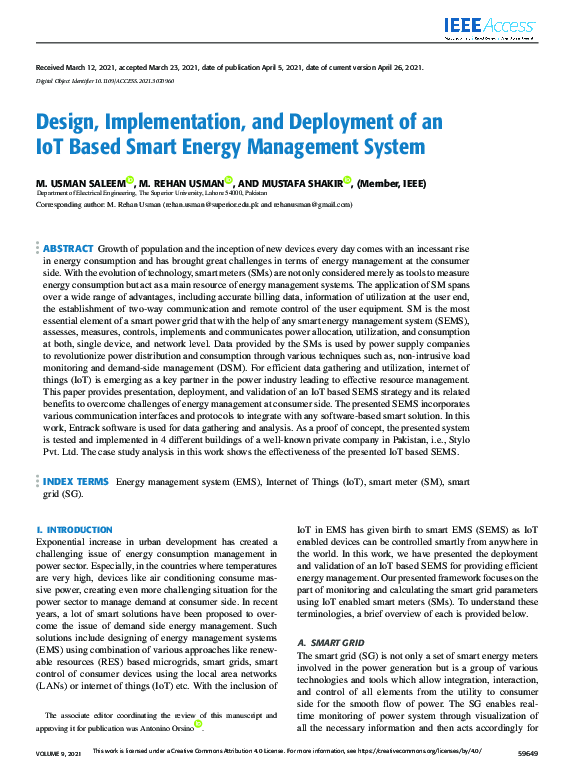 (PDF) Design, Implementation, and Deployment of an IoT Based Smart ...