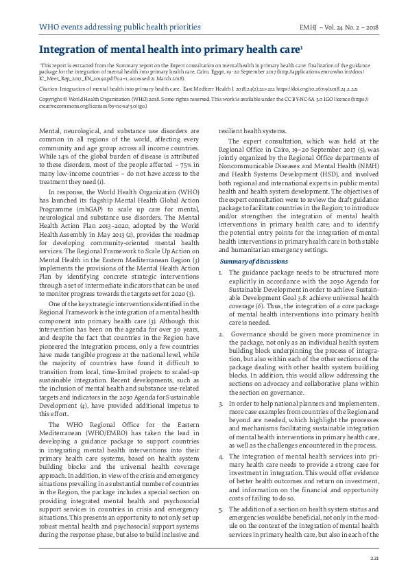 (PDF) The integration of mental health into primary health care in Lebanon