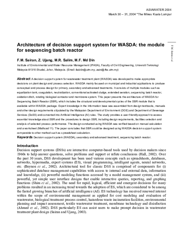 (PDF) Architecture of decision support system for WASDA: the module for ...