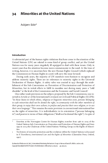 (PDF) Minorities At The United Nations