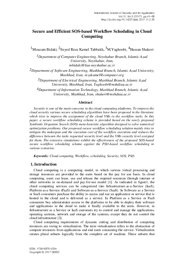 (PDF) Secure and Efficient SOS-based Workflow Scheduling in Cloud Computing