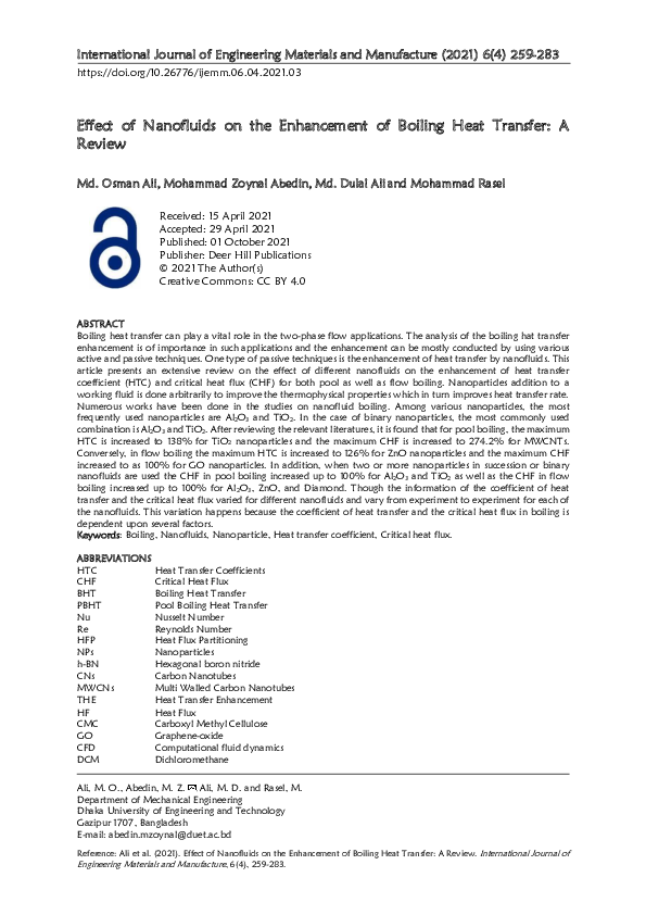 (PDF) Effect of Nanofluids on the Enhancement of Boiling Heat Transfer ...