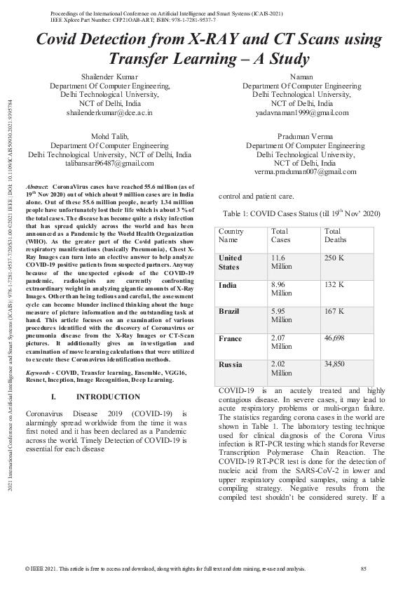 (PDF) Covid Detection from X-RAY and CT Scans using Transfer Learning ...