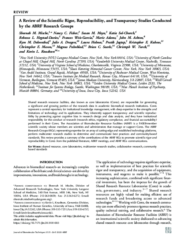 (PDF) A Review of the Scientific Rigor, Reproducibility, and ...