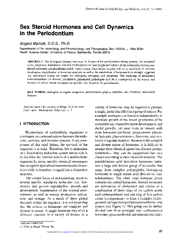 (PDF) Sex steroid hormones and cell dynamics in the periodontium
