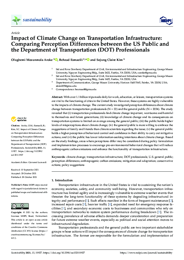 (PDF) Impact of Climate Change on Transportation Infrastructure ...