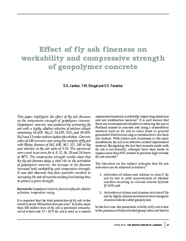 (PDF) Effect of Fineness of Fly Ash on Flow and Compressive Strength of ...