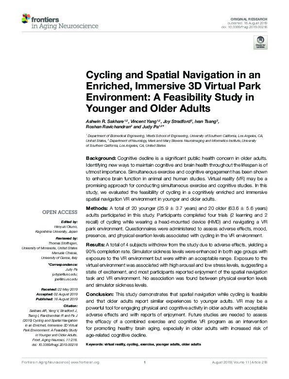 (PDF) Cycling and Spatial Navigation in an Enriched, Immersive 3D ...