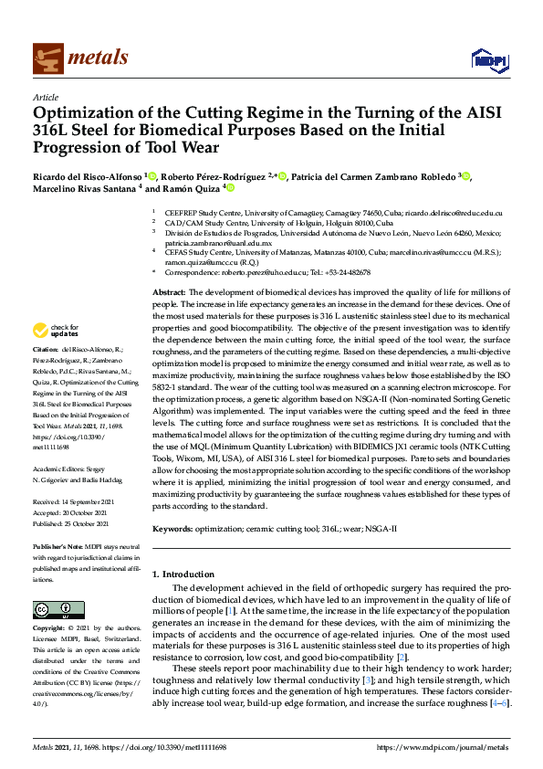 (PDF) Optimization of the Cutting Regime in the Turning of the AISI ...